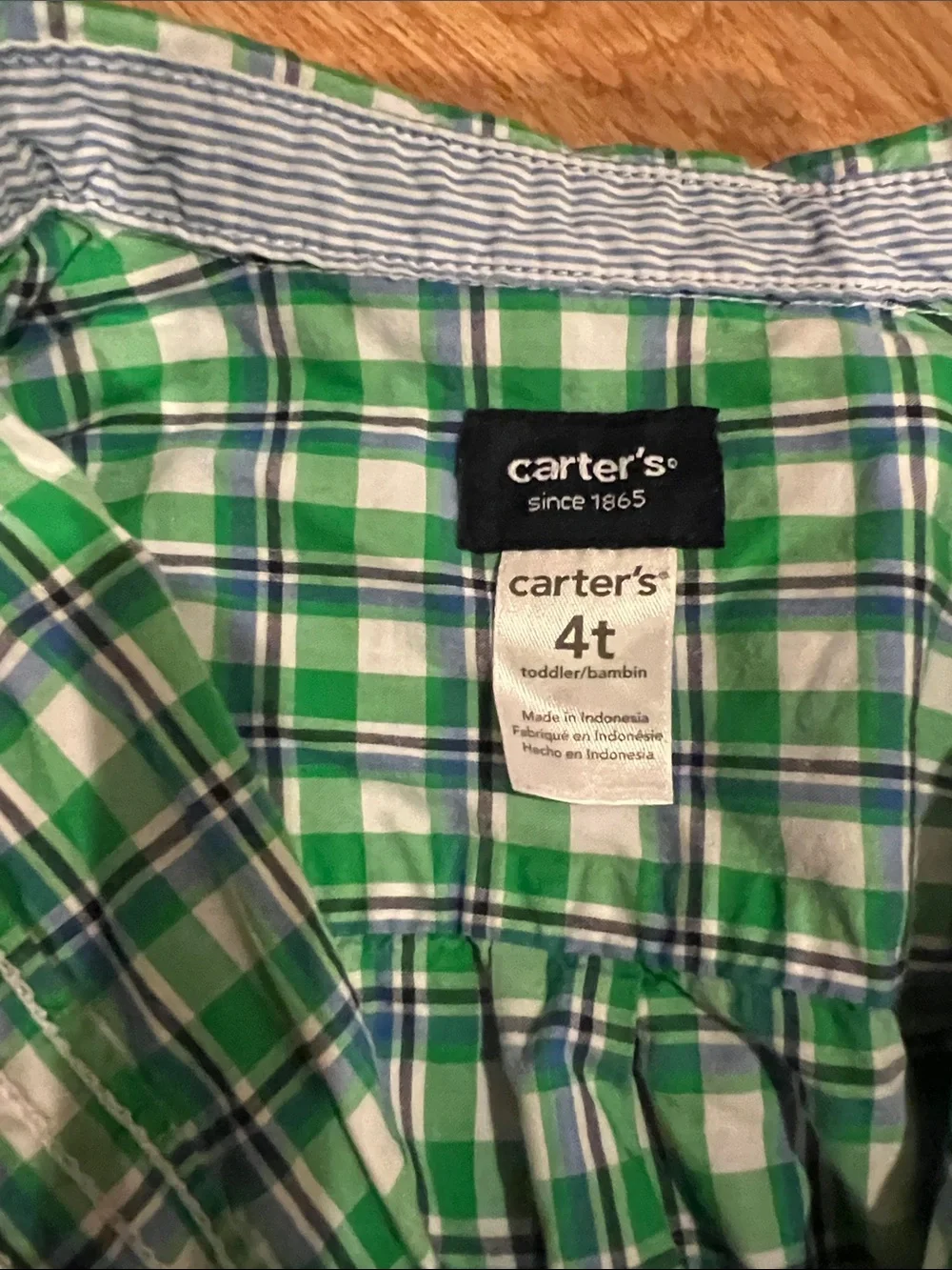 Carter's Green Plaid Long-Sleeve Button-Up Shirt